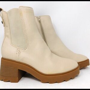 Zodiac Women's Boots Size 9 Teresa Chelsea White Birch Tan Platform Faux Leather